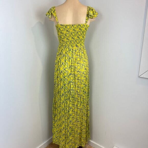Tiare Hawaii Naturals Women's One Size Yellow Blue Sundress Maxi Dress Floral - Picture 4 of 14